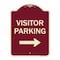 Signmission Designer Series-Visitor Parking With Right Arrow Burgungy, 24" x 18", BU-1824-9742 A-DES-BU-1824-9742 - alternate 1